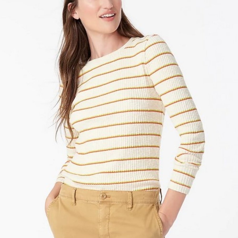 J. Crew Slim Perfect Ribbed T-shirt in Stripe 3X